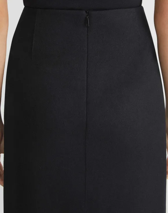 Boiled Wool-Cashmere Jersey Pencil Skirt