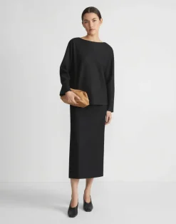 Boiled Wool-Cashmere Jersey Bateau Neck Top