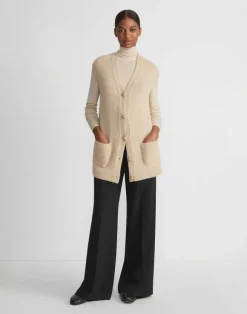 Camel Hair Chainette Button Sweater Vest