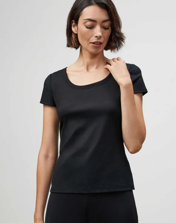 Cotton Rib Scoop Neck T-Shirt