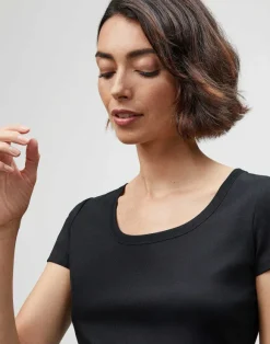 Cotton Rib Scoop Neck T-Shirt