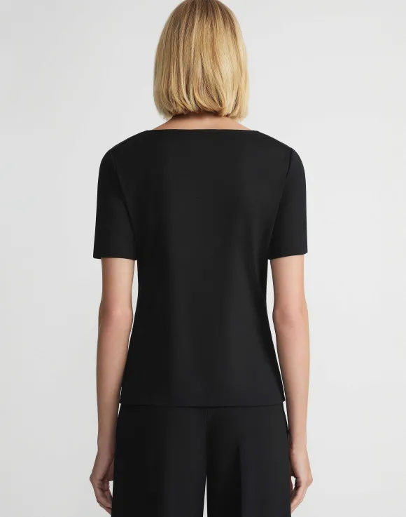 Cotton Rib Twisted V-Neck Tee