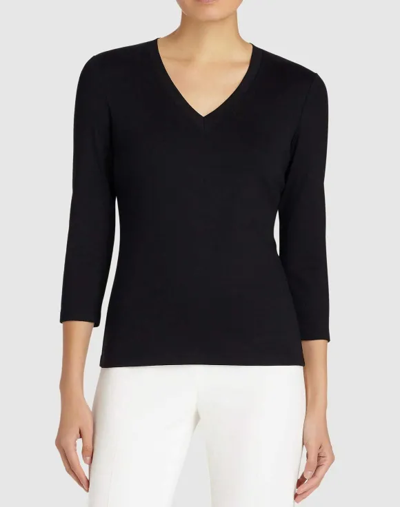 Cotton Rib V-Neck T-Shirt