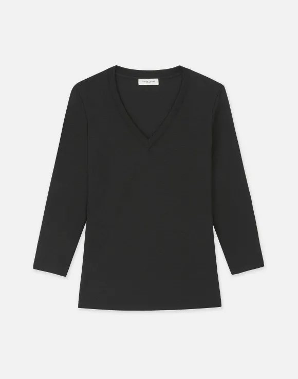 Cotton Rib V-Neck T-Shirt