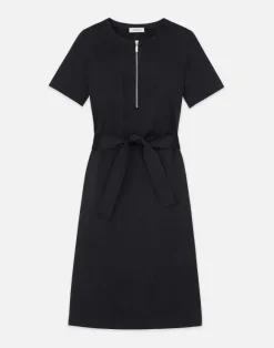 Cotton Sateen Zip Front Dress