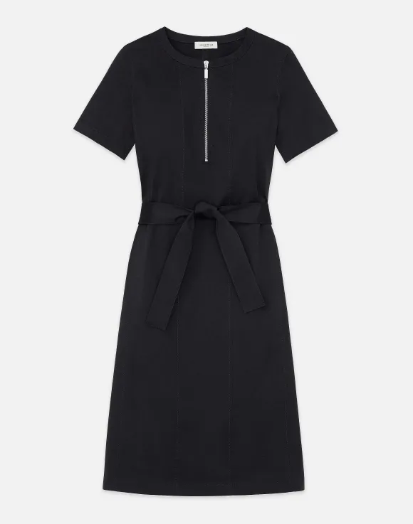 Cotton Sateen Zip Front Dress