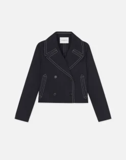 Cotton Twill Double Breasted Contrast Stitched Jacket