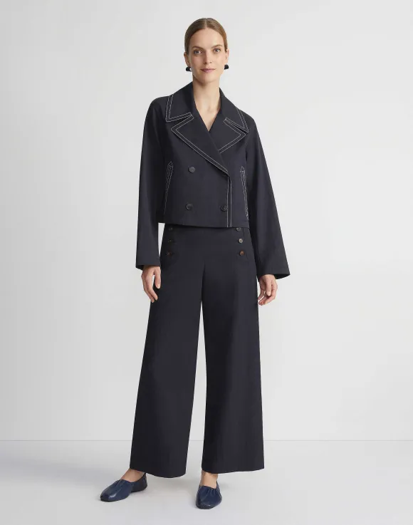 Cotton Twill Double Breasted Contrast Stitched Jacket