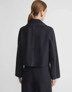 Cotton Twill Double Breasted Contrast Stitched Jacket