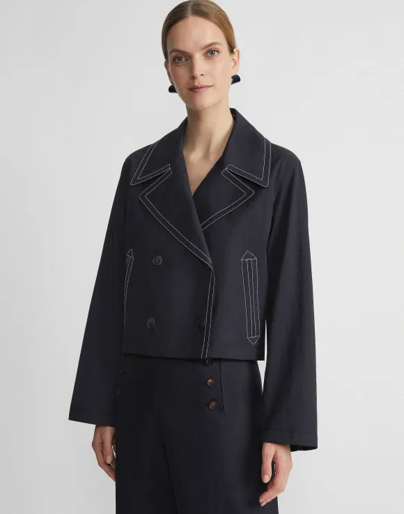 Cotton Twill Double Breasted Contrast Stitched Jacket