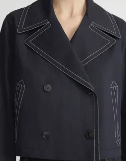 Cotton Twill Double Breasted Contrast Stitched Jacket
