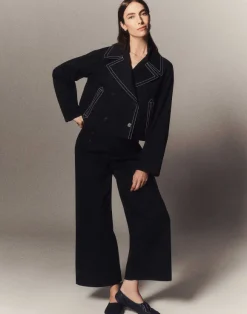 Cotton Twill Double Breasted Contrast Stitched Jacket
