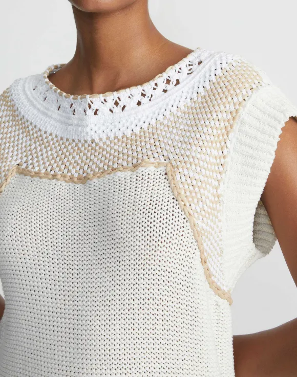Cotton-Silk Hand Macram Trim Sweater