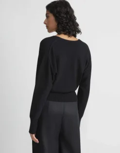 Cotton-Silk Surplice V-Neck Sweater