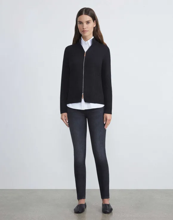 Cotton-Silk Tape Knit Bomber