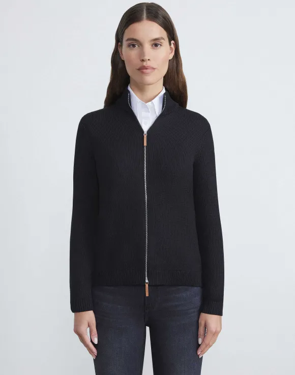 Cotton-Silk Tape Knit Bomber