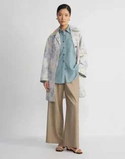 Eco Fern Print Linen-Poly Overcoat