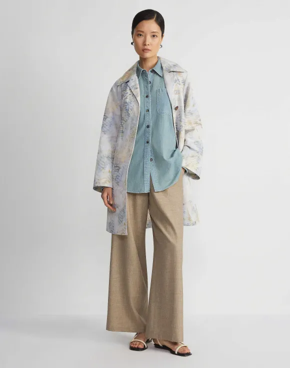 Eco Fern Print Linen-Poly Overcoat