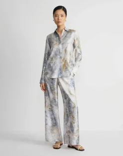 Eco Fern Print Silk Twill Riverside Pant