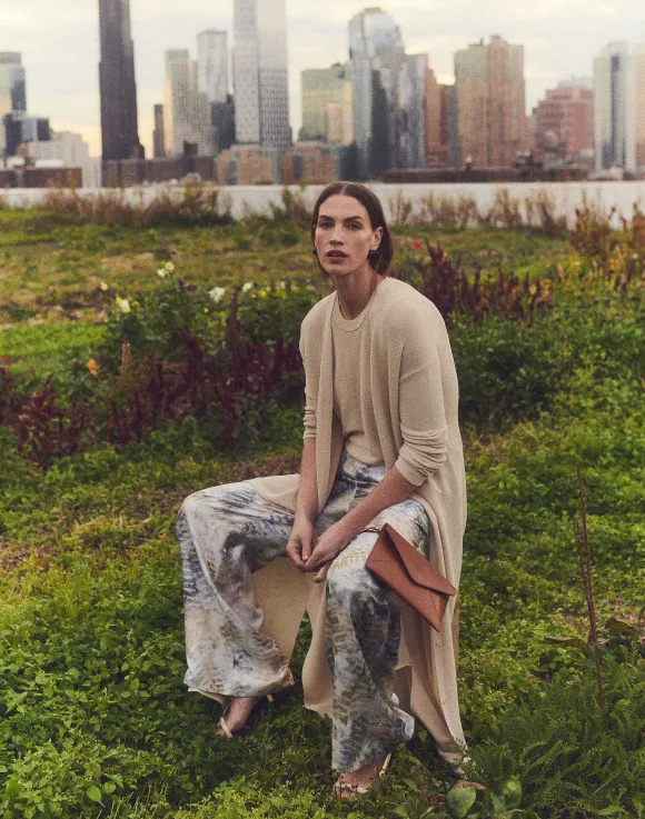 Eco Fern Print Silk Twill Riverside Pant