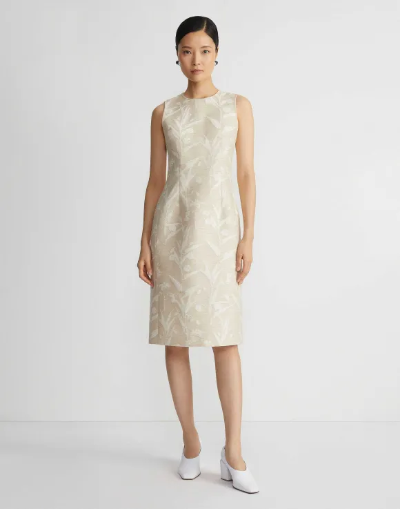Eco Flora Jacquard Cotton-Silk Sheath Dress