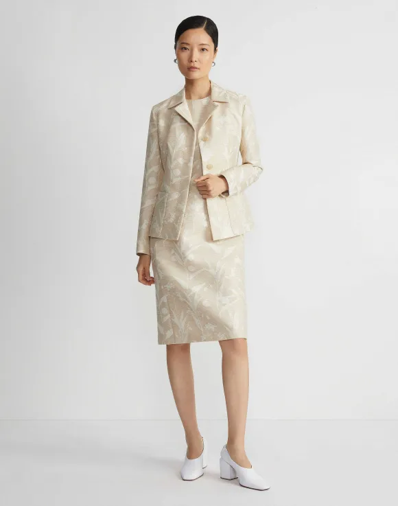 Eco Flora Jacquard Cotton-Silk Sheath Dress