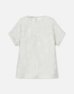 Eco Flora Jacquard Linen-Viscose T-Shirt Blouse
