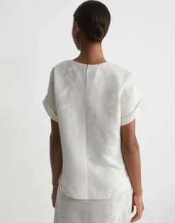 Eco Flora Jacquard Linen-Viscose T-Shirt Blouse