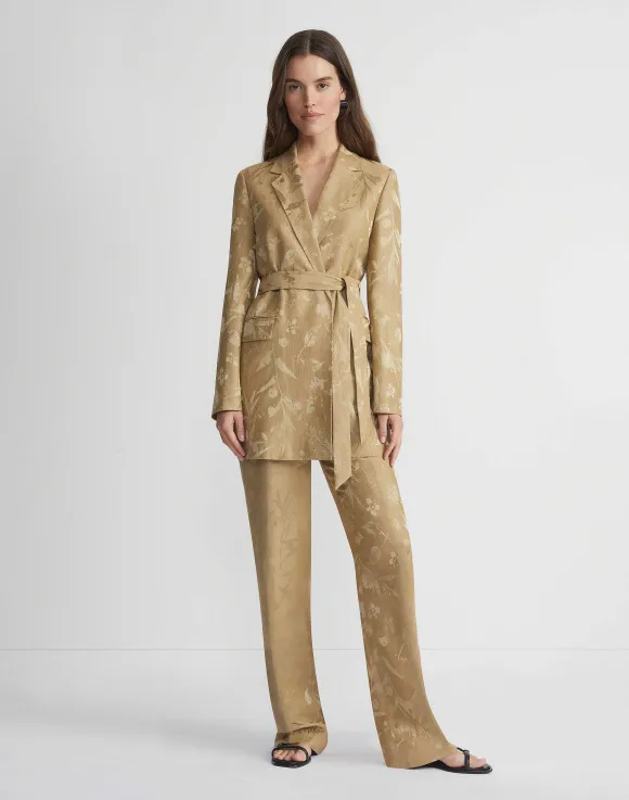 Eco Flora Jacquard Linen-Viscose Gates Pant