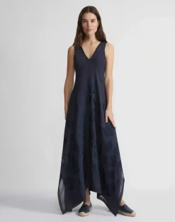 Eco Flora Jacquard Viscose-Silk Voile Handkerchief Dress