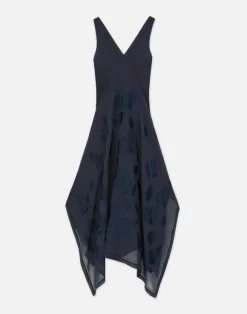 Eco Flora Jacquard Viscose-Silk Voile Handkerchief Dress