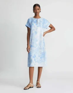 Eco Flora Print Silk Twill T-Shirt Dress