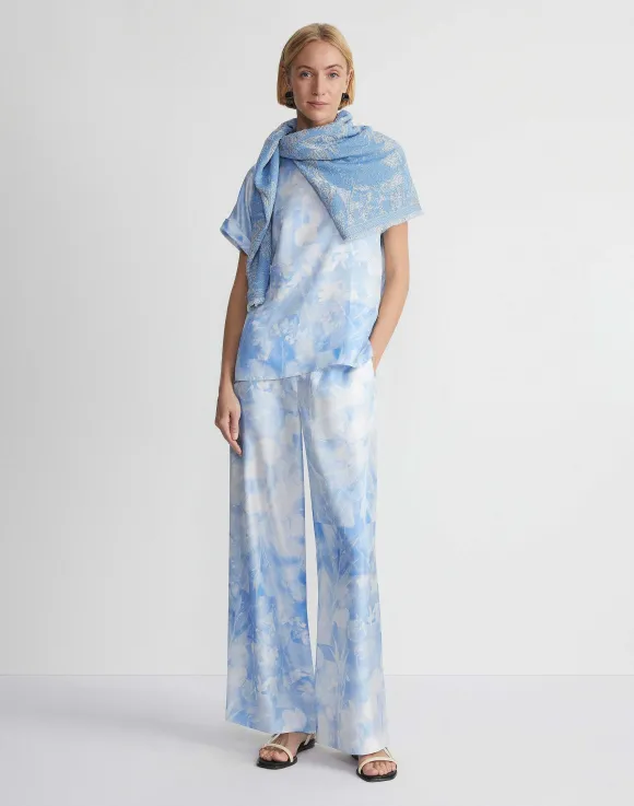 Eco Flora Print Silk Twill T-Shirt Blouse