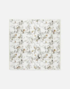 Eco Leaves Print Cotton-Silk Scarf