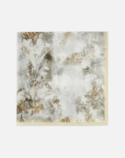 Eco Leaves Print Cotton-Silk Scarf
