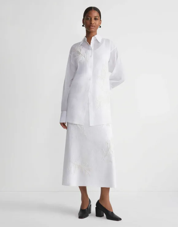 Embroidered Flora Linen Skirt