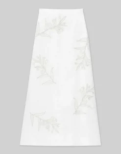 Embroidered Flora Linen Skirt