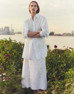 Embroidered Flora Linen Skirt