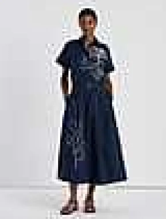 Embroidered Rose Organic Cotton Poplin Shirtdress