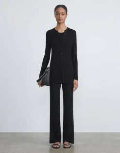 Finespun Voile Ribbed Long Cardigan