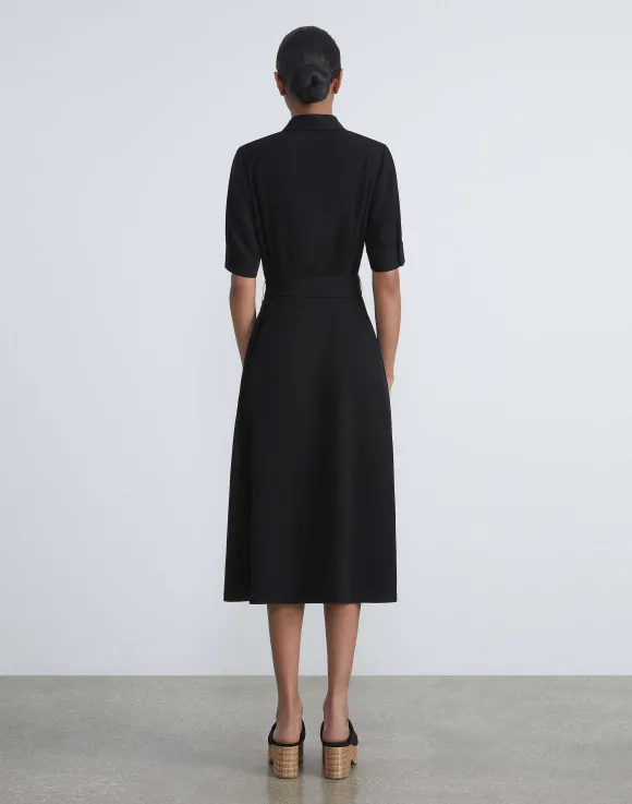 Finesse Crepe Belted Shirtdress