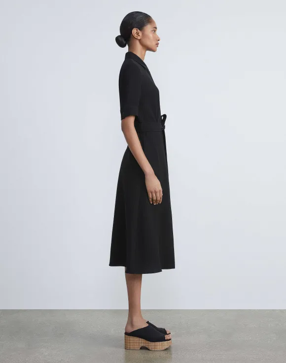 Finesse Crepe Belted Shirtdress