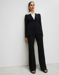 Finesse Crepe Gates Side-Zip Flared Pant