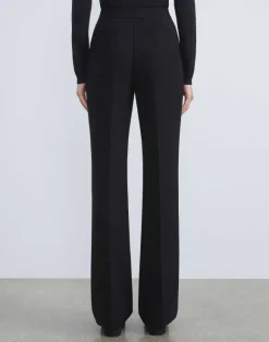 Finesse Crepe Gates Side-Zip Flared Pant