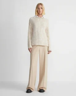 Flora Bloom Cotton-Silk Tape Textured Stitch Sweater
