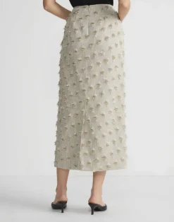 Fringed Dot Jacquard Pencil Skirt