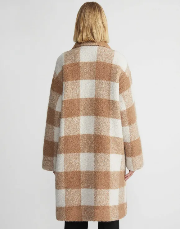 Gingham Alpaca-Wool Boucl Double Face Oversized Coat