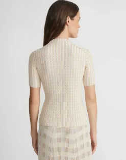 Gingham Responsible Matte Crepe Short Sleeve Sweater