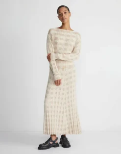 Gingham Responsible Matte Crepe Knit Asymmetric Skirt