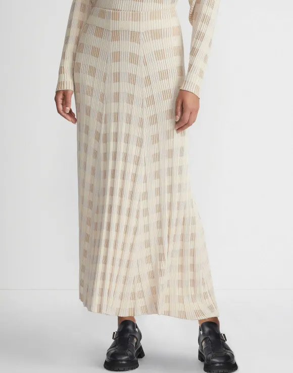 Gingham Responsible Matte Crepe Knit Asymmetric Skirt